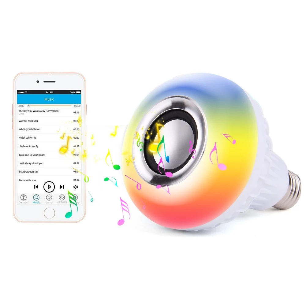 DONWEI Смарт 12 Вт E27 RGB + белый 4,0 Bluetooth Динамик светодио дный лампы 24keys дистанционного Управление Поддержка музыка играет лампочки с