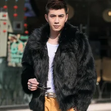 Мужское пальто из искусственного меха зимнее теплое плотное меховое пальто Jaqueta Masculina Parkas куртка с воротником-стойкой плюс размер из искусственного лисьего меха XL651