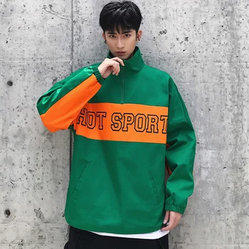

Oversized Mens Jackets and Coats Spring Green Autumn Baseball Bomber Jacket Men Casual Streetwear Japanese Letters Jacket 5J027