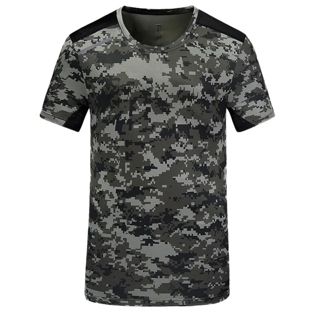 

LANBAOSI 2018 New Style Men's Digital Camouflage Printing Short Sleeve Fitness Tees Tops T-Shirt