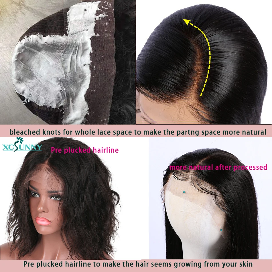Luffy 13x6 Short Bob Lace Front Wigs Human Hair Natural Wave