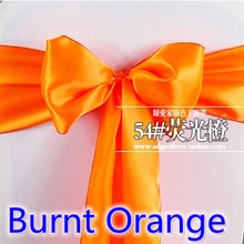 Сгоревший оранжевый цвет высокое качество атласный пояс стул лук для чехлы для стульев пояс спандекс вечеринка и Свадебные украшения