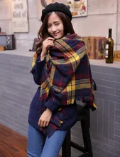New Women Winter Scarf Cashmere 2016 Brand Fashion Lady Plaid Checked Scarf Tartan Stole Blanket Wrap Shawl Pashmina Scarf Women