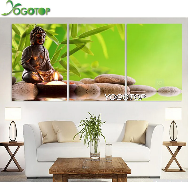 

Needlework DIY Diamond Painting Cross Stitch Home Decor Diamond Mosaic Pattern Square Diamond Embroidery Buddha triptych VS362