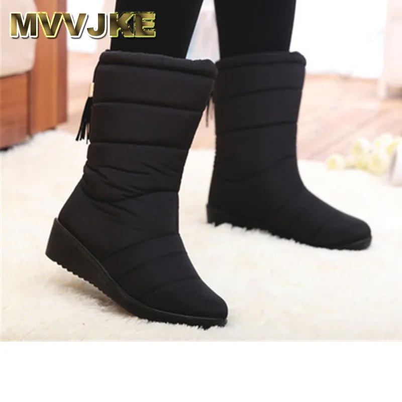 MVVJKE/новые зимние женские кашемировые ботинки с кисточками, теплые женские ботинки водонепроницаемые Нескользящие женские ботинки