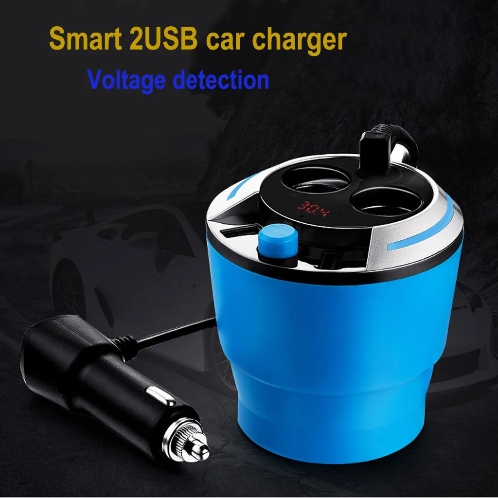 

CARPRIE 2019 New Car charger Stable Car Cup Holder Cigarette Lighter Two-hole USB Socket Adapter 0.5 m 3.1A 80W 12V/24V 9043015
