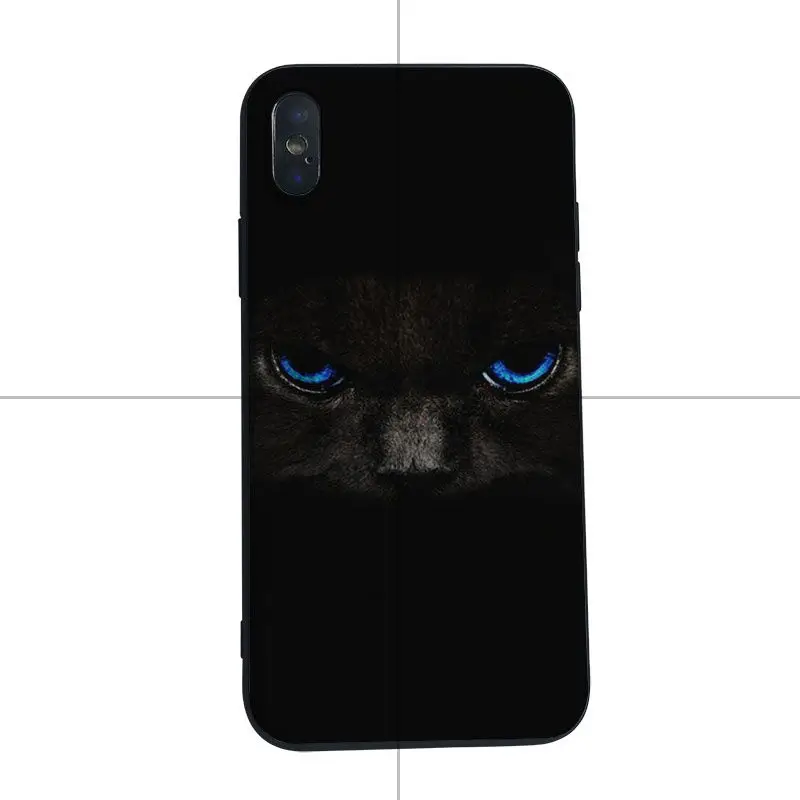 Yinuoda синие глаза в черном кота Сова Индивидуальные фотографии черный чехол для iPhone X 8 8plus черный чехол и 7 7plus 6 6s - Цвет: 5