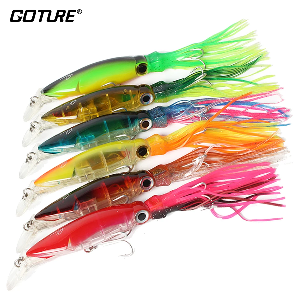 Goture 6pcs Trolling Lure Squid Fishing Lure Wobble Artificial Bait