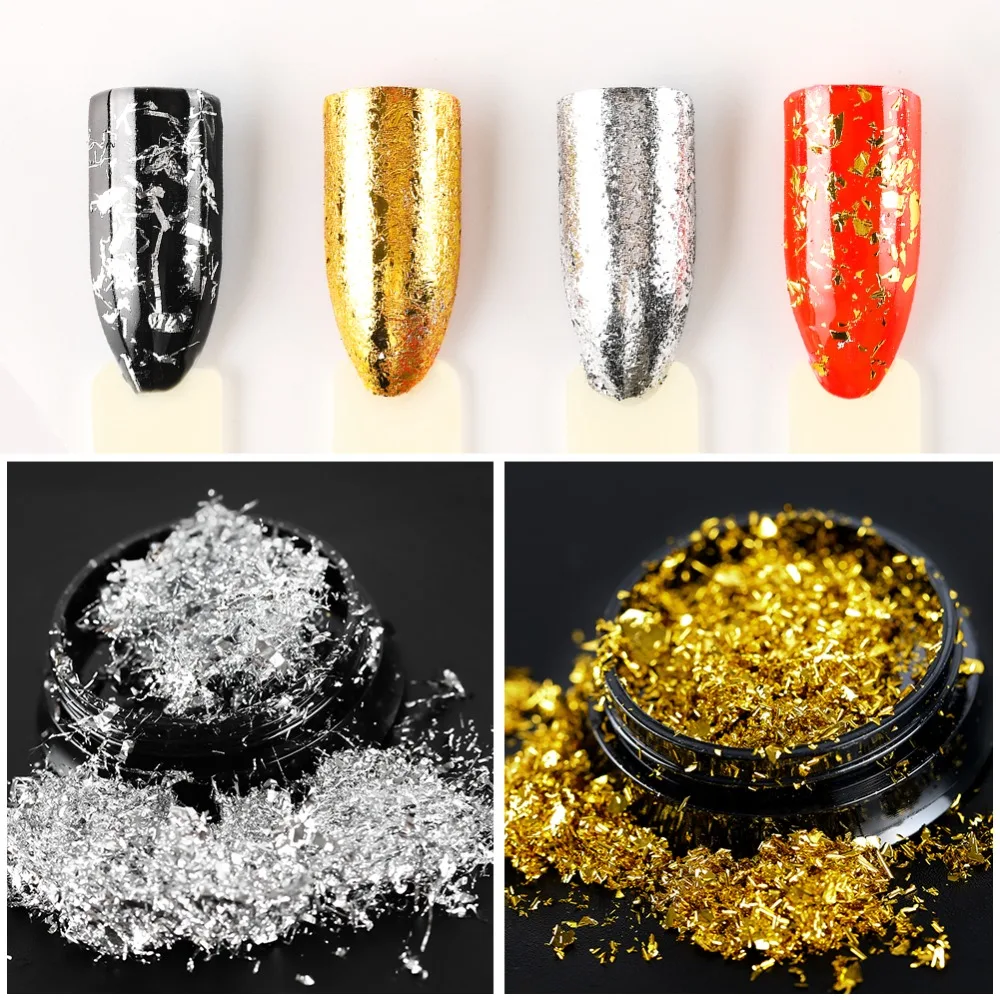 COSCELIA Золотой Серебряный Блестящий Фольга украшения для ногтей аксессуары для ногтей для дизайна DIY украшения ногтей Маникюр-наклейки для ногтей