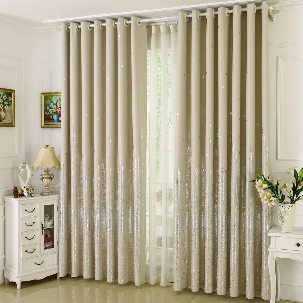 Cortinas opacas gruesas de tela de sombra de estrella de Castillo de plata Mediterránea para sala de estar Panel de tratamiento de ventana de dormitorio Cortinas opacas gruesas de tela de sombra de estrella de Castillo de plata Mediterránea para sala de estar Panel de tratamiento de ventana de dormitorio