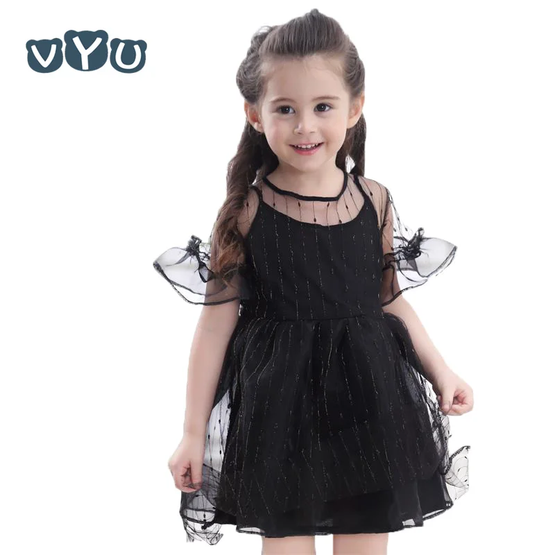 

VYU Girl Princess Dress White Black Costume Flower Girls Party Dress Children Clothes For Little Girl Kids Summer Tutu Dresses