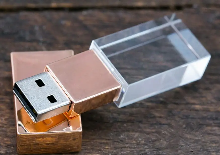 USB 3,0 прозрачный акриловый хрустальный флеш-накопитель на заказ 3D логотип компании подарок - Цвет: Rose gold