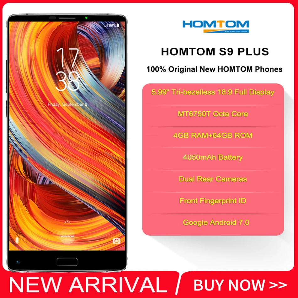 HOMTOM S9 Plus 5 99 дюймов 18:9 безрамный дисплей смартфон 16 Мп двойная камера 4050 мА/ч