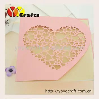 

laser cut paper various color and size fast shipment customlizable heart wedding invitation card
