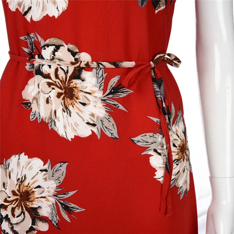 Fashion summer dress 2018 beach dress Women Sleeveless Printing A Line Casual Dress Ankle-Length Floral Dress vestido Y24#N (5)
