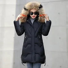 Cálido algodón Cuello De piel con capucha Parka largo más tamaño mujeres chaqueta De abrigo De invierno 2018 ropa De Mujer femenina De invierno casaco