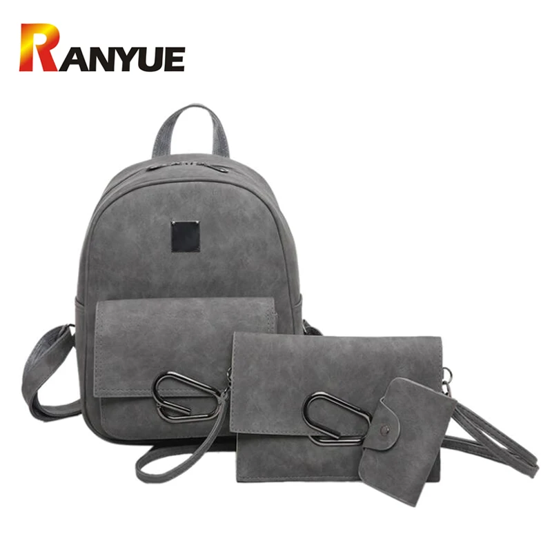 Fashion 3 PCS SET Leather font b Backpack b font font b Women b font Shoulder