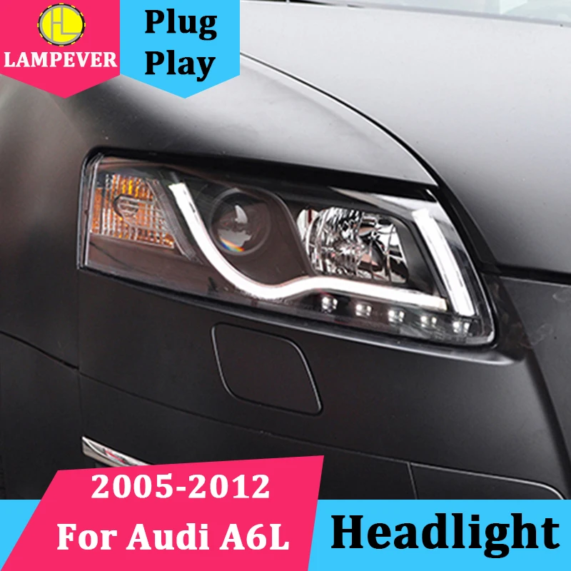 Lampever Car Headlight for Audi A6L LED Light Bar DRL HID Lens Plug and Play Fit 2005-2008 2009-2012 | Автомобили и мотоциклы