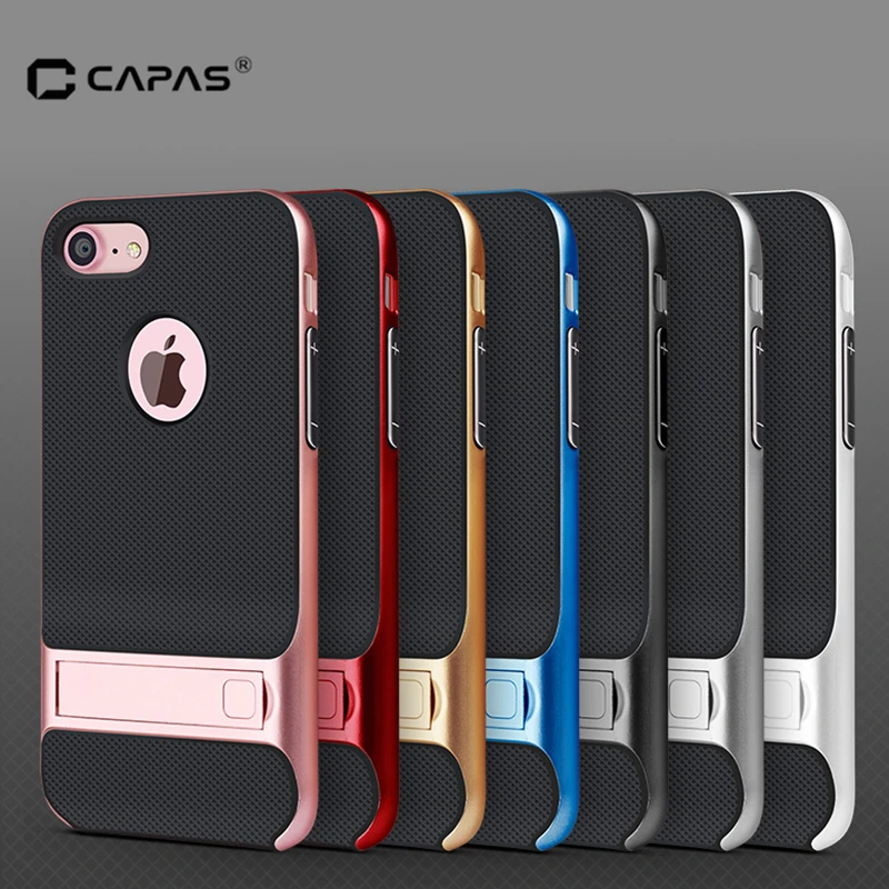 

For iPhone 6 6S Plus Case Cover Soft TPU Silicone + PC Hybrid Stand Case For iPhone 6 6S Cover Shockproof Proteictve Shield