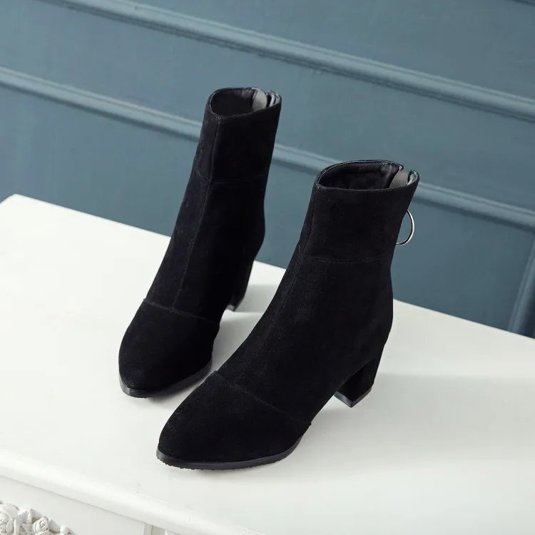 

Big Size 9 10 11 12 boots women shoes ankle boots for women ladies boots Rear zipper pointed heel