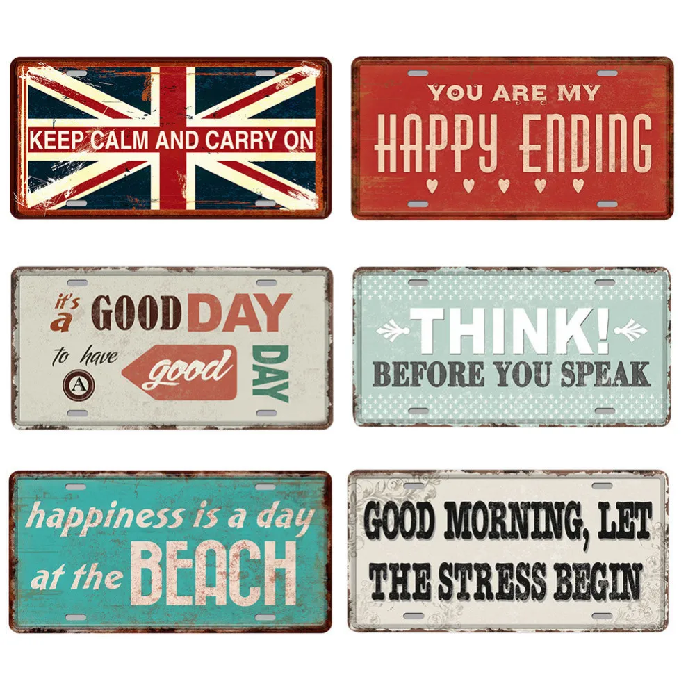 

Vintage Metal Tin Signs KEEP CALM AND CARRY ON English Letters Pattern Decorative Plaques Bar Pub Shop Wall Decor Plates