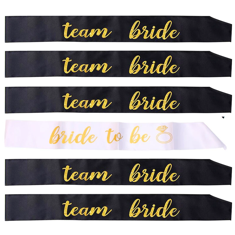

6pcs Bride to Be Satin Ribbon Sash Team Bride Sash Bachelorette Hen Party for Wedding Party Bridal Shower Decoration