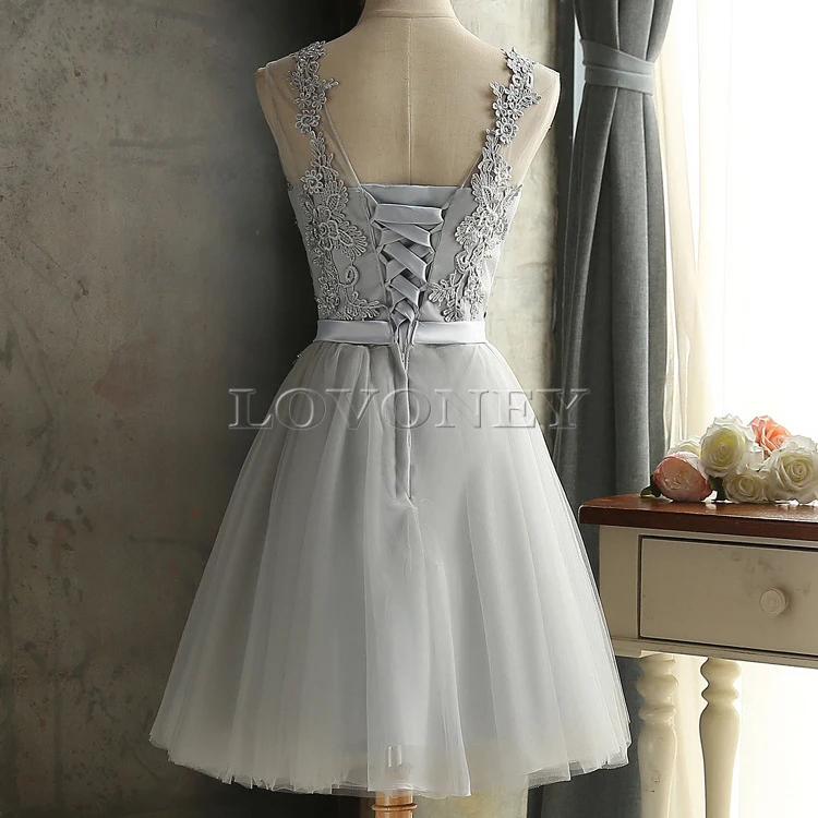 DEERVEADO CH604 Short Prom Dresses 2020 Sexy Backless Lace Up Prom Gown Formal Dress Women Occasion Party Dresses Robe De Soiree