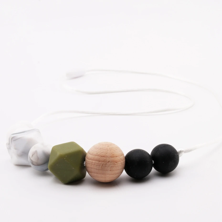 

Bite Bites Silicone Nursing Necklace Can Chew Beads Baby Bites Toys Wooden Beads BPA Free Wooden Teether Toy Silikon Bijtring