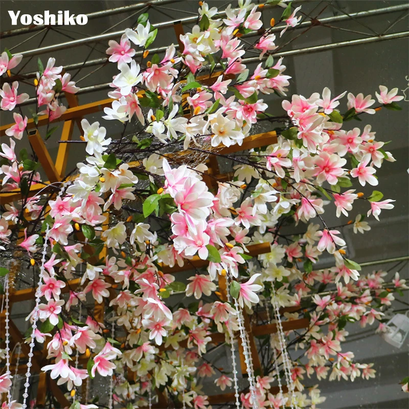

New 88cm silk flower azaleas magnolia artificial flowers bouquet 11 heads For Wedding Home diy vintage Decoration fake flowers