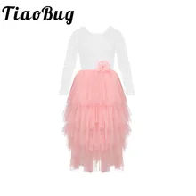 Платье-пачка с цветами для девочек, платье с открытой спиной v-образным вырезом платье с фатиновой юбкой на свадьбу для маленькой девочки торжественные вечерние платье принцессы для конкурса красоты Платье для первого причастия