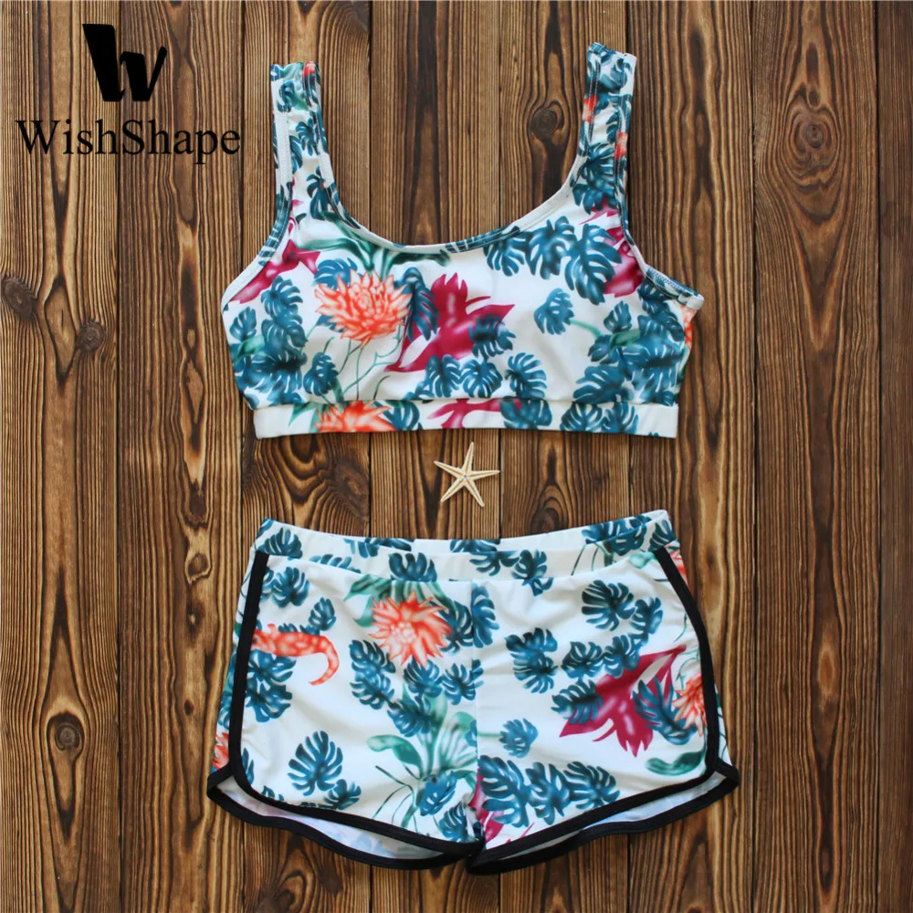 Sexy High Neck Cropped Top Swimwear Women Push Up Swimsuit Biquini