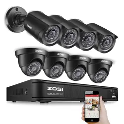 ZOSI 8CH CCTV Системы 8CH 1080N HDMI TVI DVR 8x1,0 Мп 1280TVL фильтр, отсекающий ИК-область спектра, Водонепроницаемый открытый Камера, для наблюдения