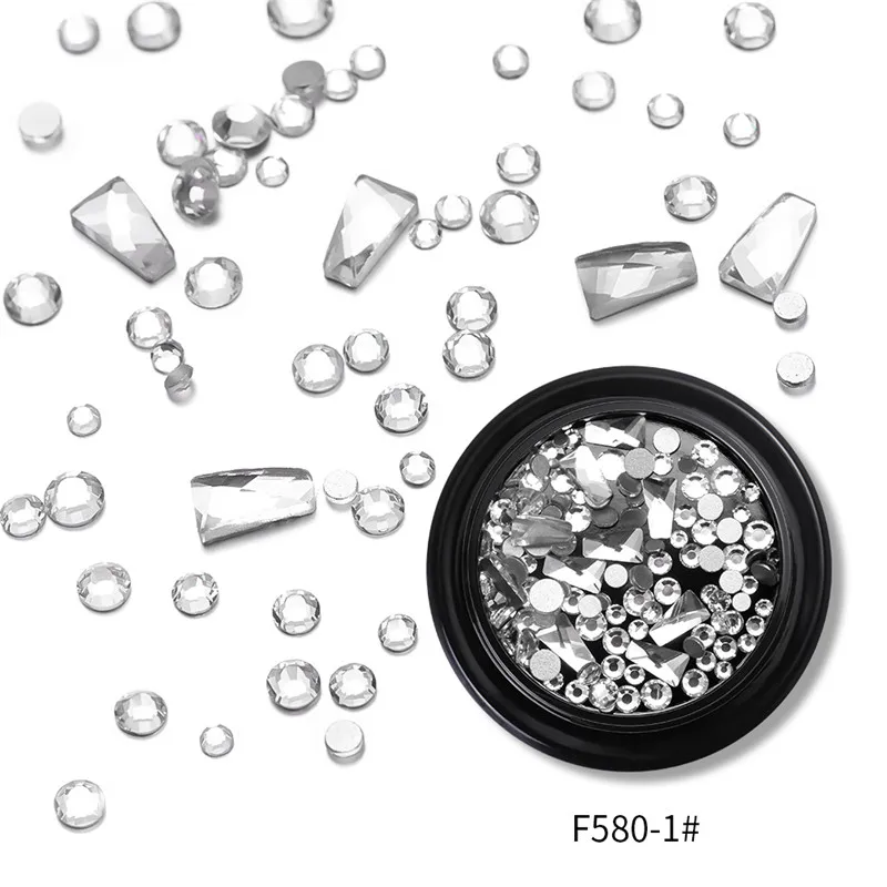 NEW 3D Nail Art Diamond Rhinestones Square Drop Heart Decals Wheel For Nail Tips Decorations DIY Nail Accessories