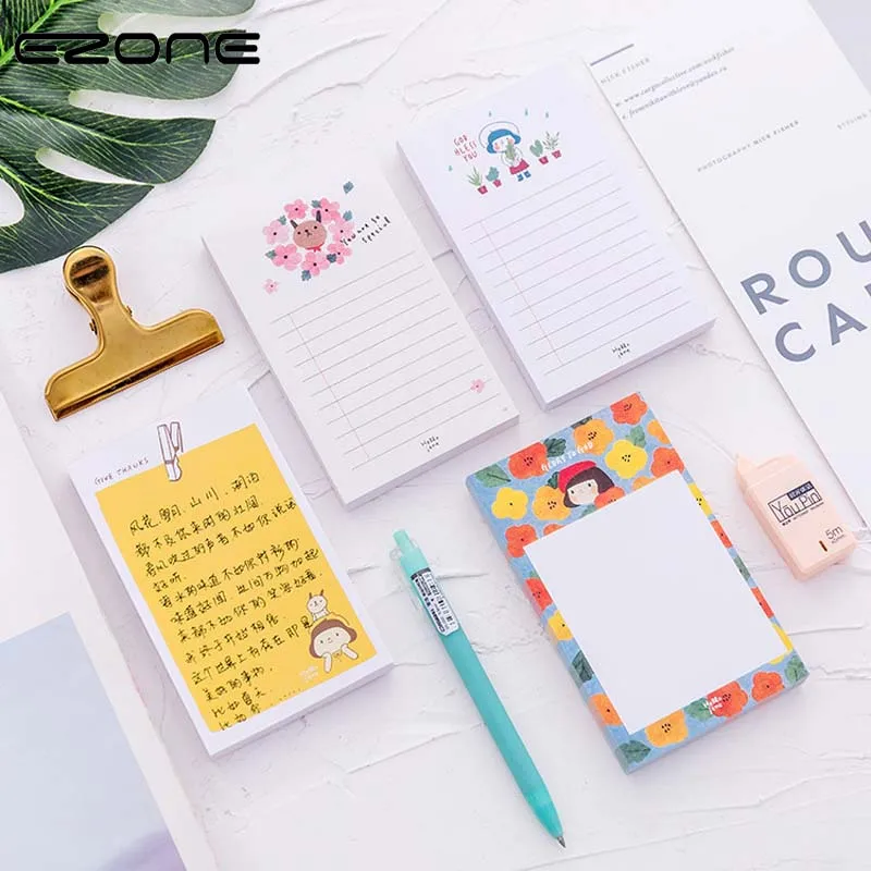 

EZONE New Cut Pattern Sticky Notes Portable Notes With olorful Memo Paper Stickers For Home Student Office Planner Supply