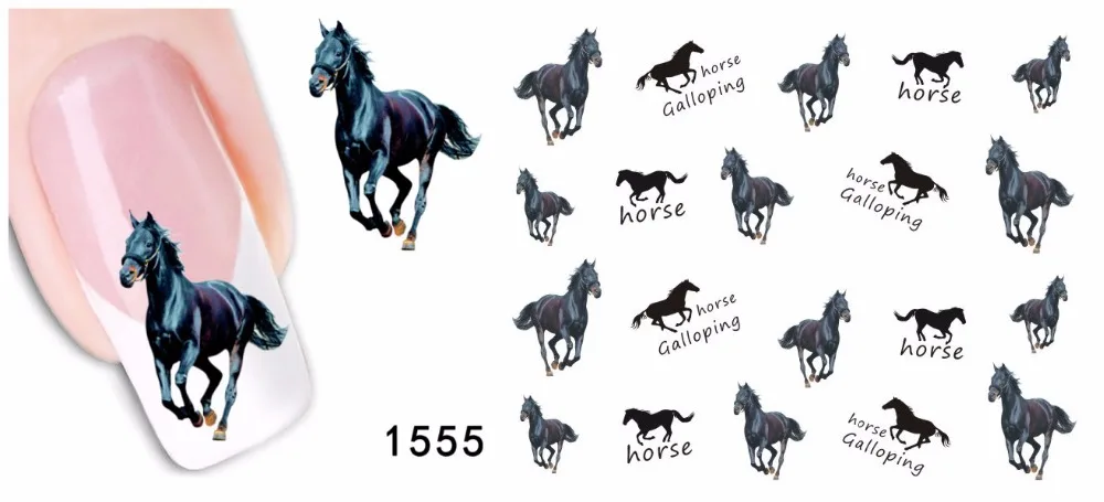 AddFavor, 4 шт., наклейки для дизайна ногтей, бегущая Черная лошадь, дизайн геля для ногтей, украшения, паста для печати, инструменты для маникюра и макияжа, искусство для ногтей