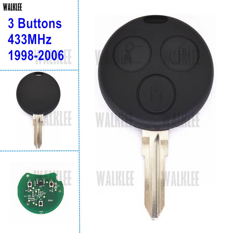 

WALKLEE Remote Key Suit for Mercedes-Benz Smart Fortwo K Roadster City Coupe Forfour Crossblade Cabrio 434MHz