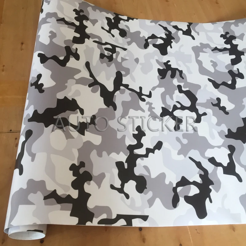 black white snow camo vinyl car wrap 7