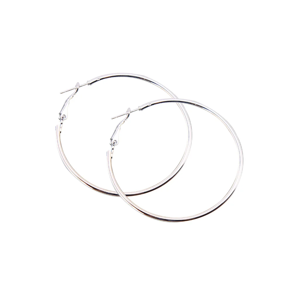 

PIXNOR Unisex Metal Smooth Big Large Hoop Earrings Round Circle Earrings Jewelry for Women Men