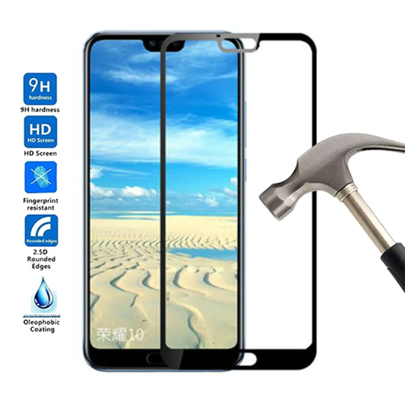 9H 2.5D полное изогнутое защитное стекло Honor 10 для Huawei Закаленное Защитная пленка
