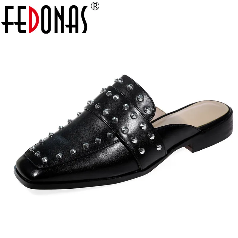 

FEDONAS Women Sandals Closed Toe 2.5 cm Low Heel Genuine Leather Summer Shoes Ladies Slippers Leisure Shoes Sandals Women