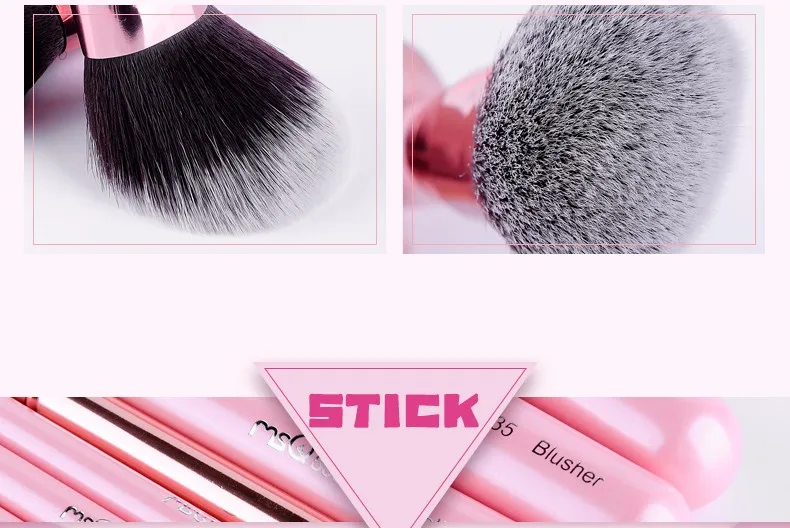 MSQ 8 шт. набор кистей для макияжа Профессиональный косметический инструмент для красоты макияж розовая кисть PU кожаный, цилиндрической формы основа пудра ресницы