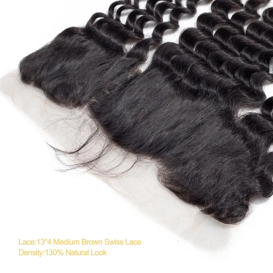 VSHOW Pre Plucked 13x4 Loose Deep Wave Lace Frontal Free Part Brazilian Frontal With Baby Hair 130% Density Remy Human Hair