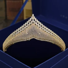 Fashion retro luxury palace crystal CZ zircon crown wedding bride dinner banquet dressing jewelry Beauty tiaras
