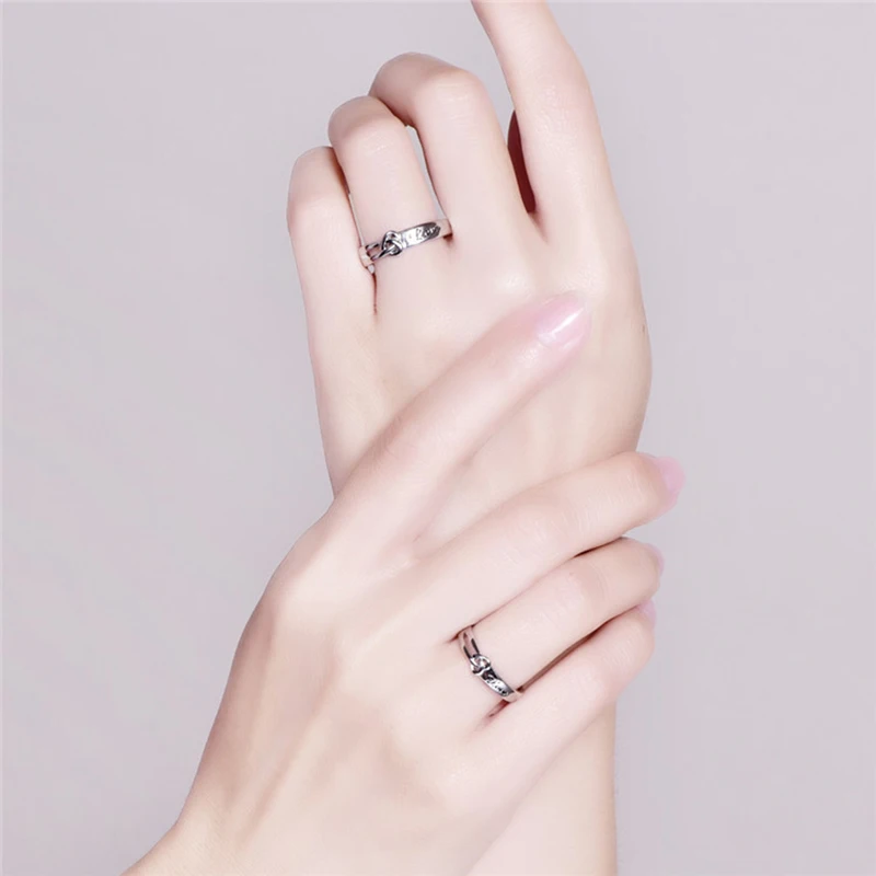 Personalized Stainless Steel Heart Couple Get Married Wedding Ring 2pcs/pair