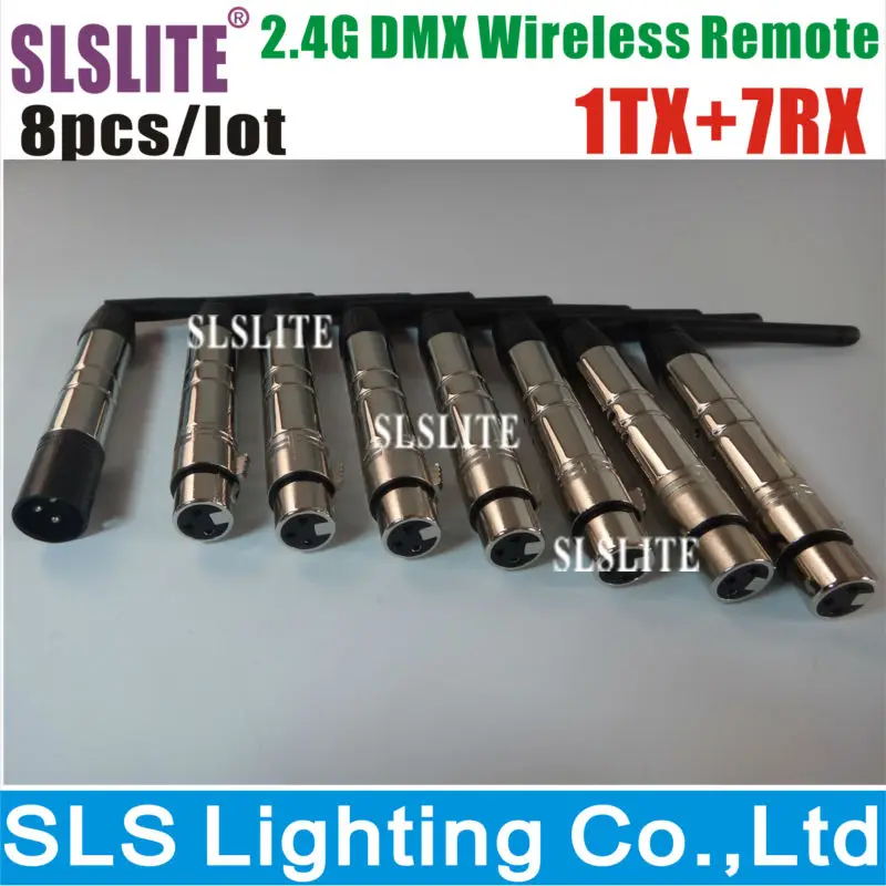 

8XLOT 2.4G Wireless DMX Signal Controller For Stage Par Light DMX 512 For Stage Par Light 1PC transmitter + 7PC receiver