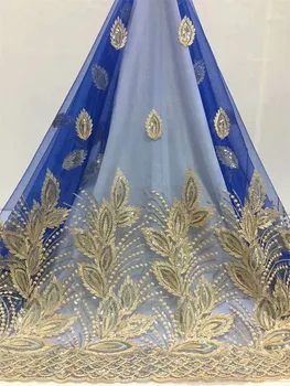 

Blue 3D Lace Fabric 2019 Latest French Nigerian Laces Fabric High Quality African Sequins Lace Fabric For Wedding Dress 5yards
