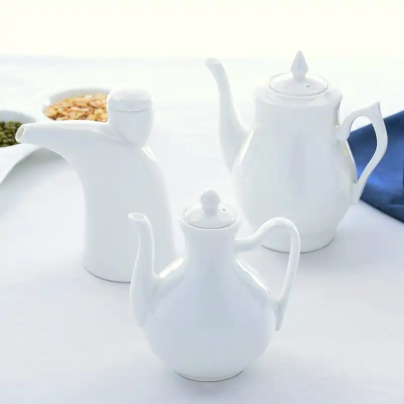 Plain White Bone China Bottles For Oil And Vinegar Small Ceramic