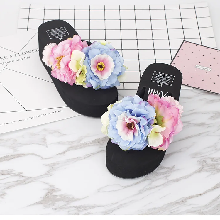 2019 Summer Female Beach Most Comfortable High Heel Wedges Shoes Flip Flops Womens Casual Slippers Sale2