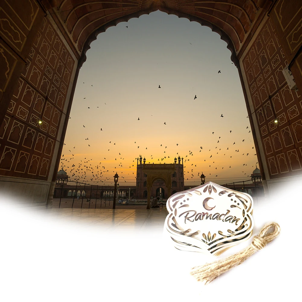 10 шт. DIY Eid Mubarak мусульманское украшение для дома Рамадан подвесной кулон деревянный резной Орнамент Ремесло с веревками