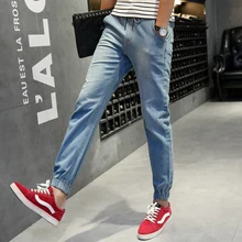 Plus Size Hiphop Trousers Summer Fashion Men’s Jeans Blue Slim Denim Pants Blue For Male Casual New Brand Trend Jeans M~5XL